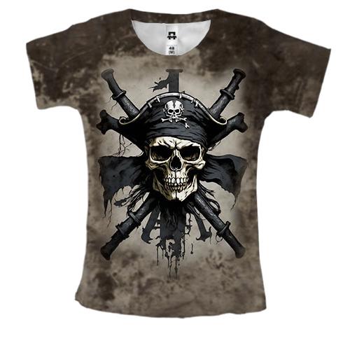 Жіноча 3D футболка з піратським черепом