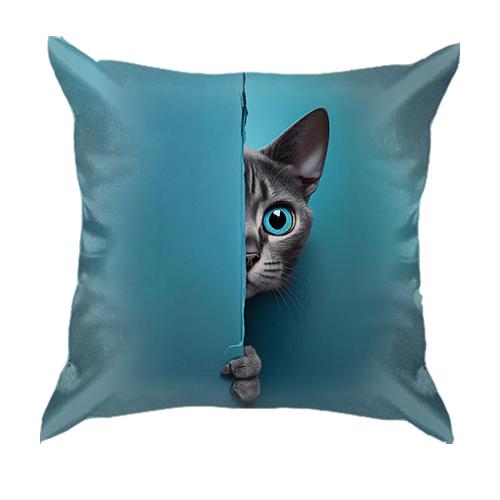 3D подушка з виглядаючим котом