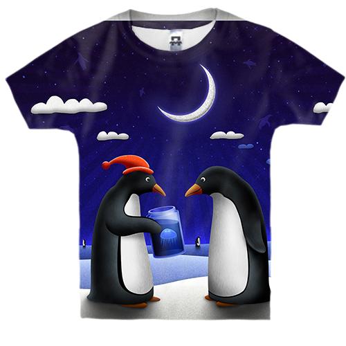 Детская 3D футболка с пингвинами