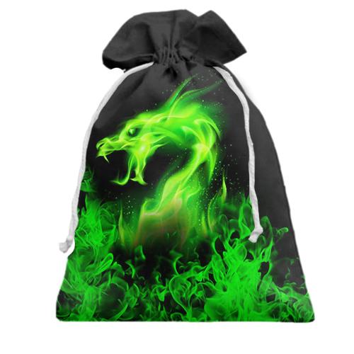 Подарочный мешочек Зеленый огненный дракон
