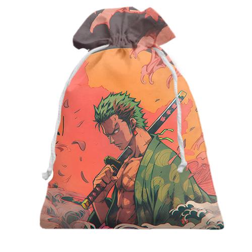 Подарунковий мішечок Зоро на заході сонця - One Piece