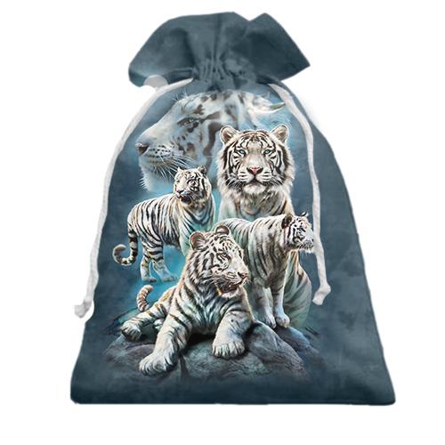 Подарочный мешочек с белыми тиграми
