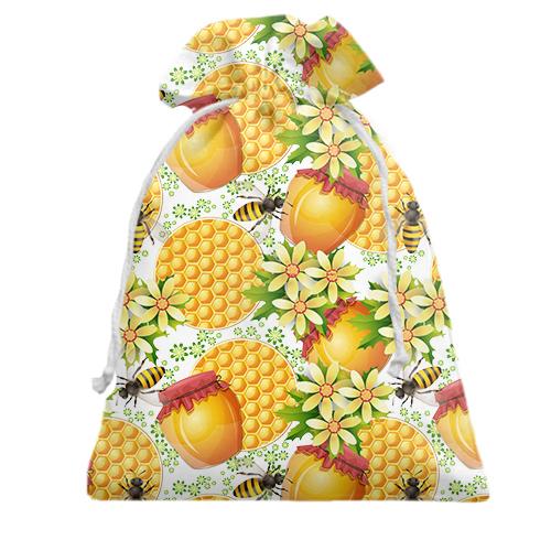 Подарочный мешочек Пчелы с цветами и медом