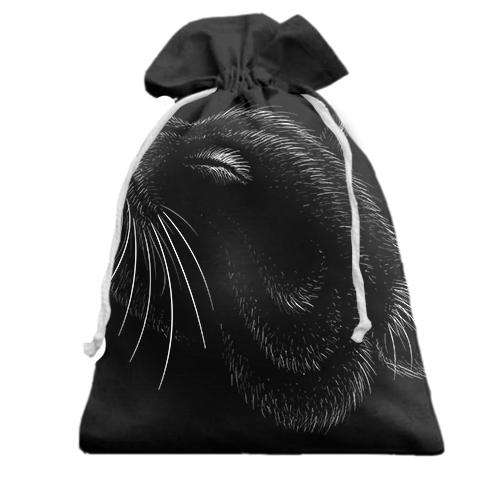 Подарочный мешочек с контурным умиляющимся котом
