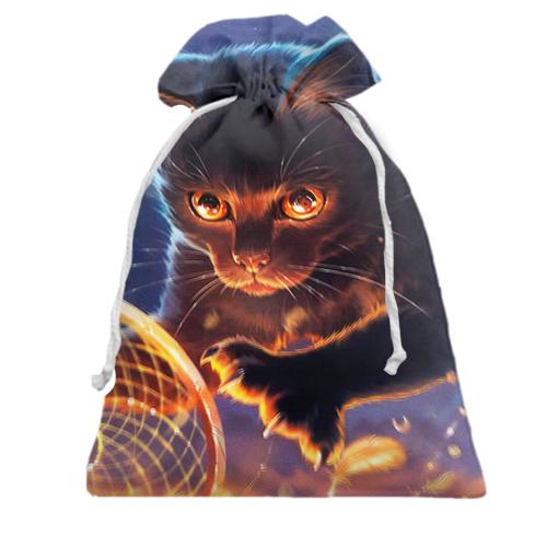 Подарочный мешочек с играющим котом