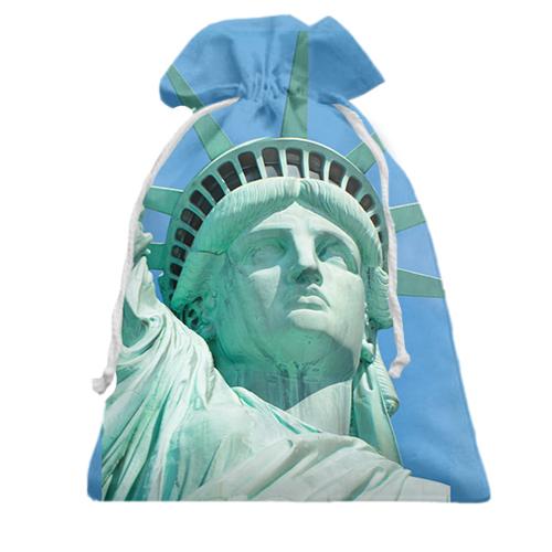 Подарочный мешочек Статуя Свободы на голубом