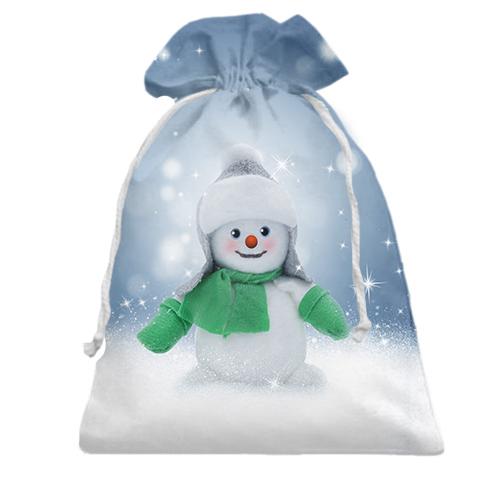 Подарунковий мішечок зі сніговиком в шарфі