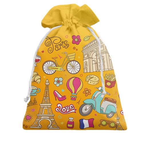 Подарочный мешочек с французской символикой
