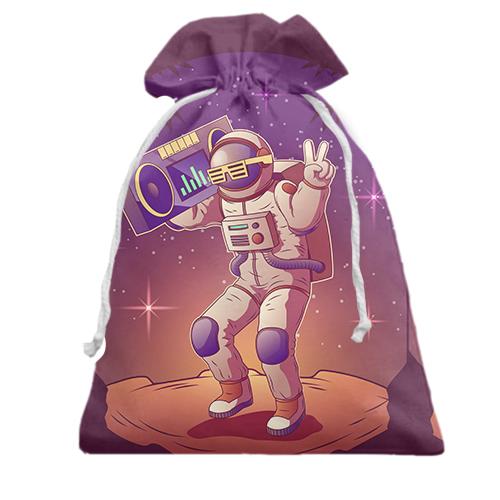 Подарочный мешочек с космонавтом и магнитофоном