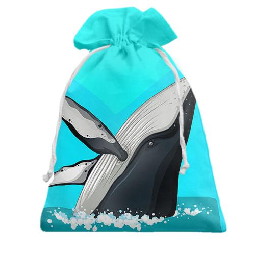 Подарочный мешочек с плывущим китом