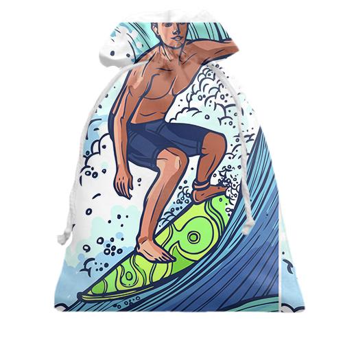 Подарочный мешочек с телом серфингиста