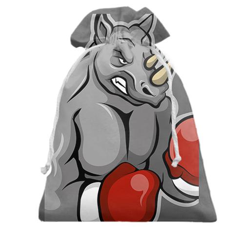 Подарочный мешочек с носорогом боксером