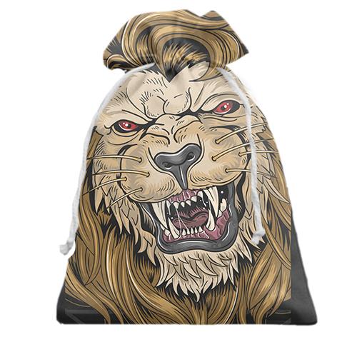 Подарочный мешочек с львом и оскалом