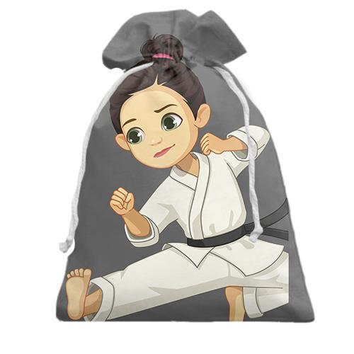 Подарочный мешочек с девушкой в кимоно
