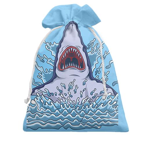Подарочный мешочек с акулой и волнами