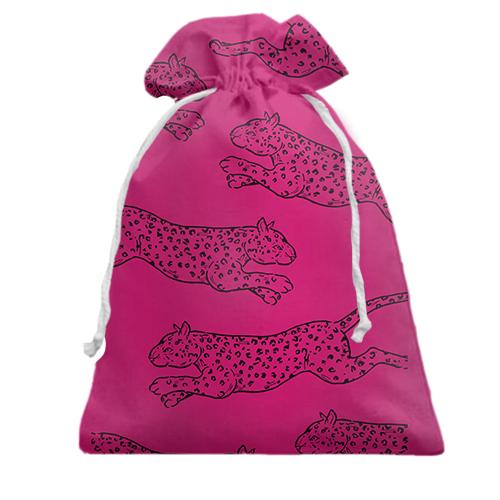 Подарочный мешочек с розовыми гепардами