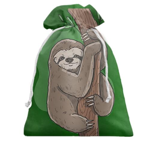 Подарочный мешочек с ленивцем на дереве