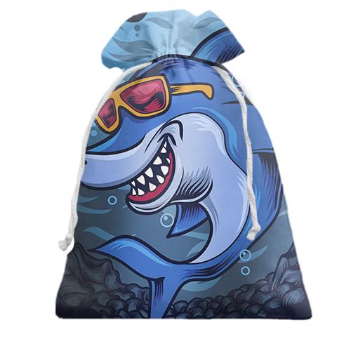 Подарочный мешочек с акулой в очках