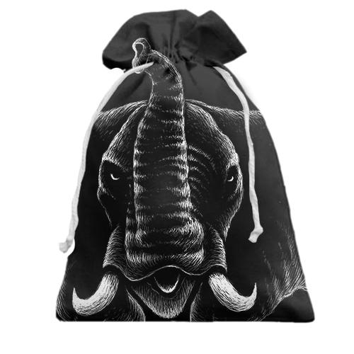 Подарочный мешочек со контурным слоном