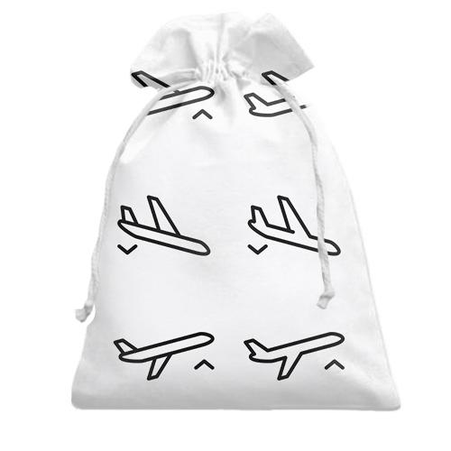 Подарочный мешочек с иконками самолетов