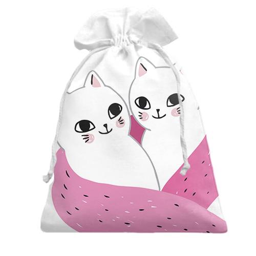 Подарочный мешочек с котами в шарфике