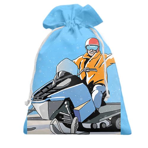 Подарочный мешочек Man and Snowmobile
