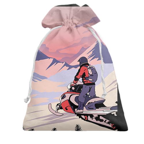 Подарунковий мішечок Snowmobile and Mountain Landscape
