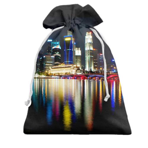 Подарочный мешочек с ночным Сингапуром