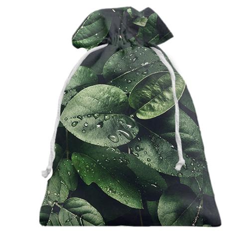Подарочный мешочек Green leaves pattern 2