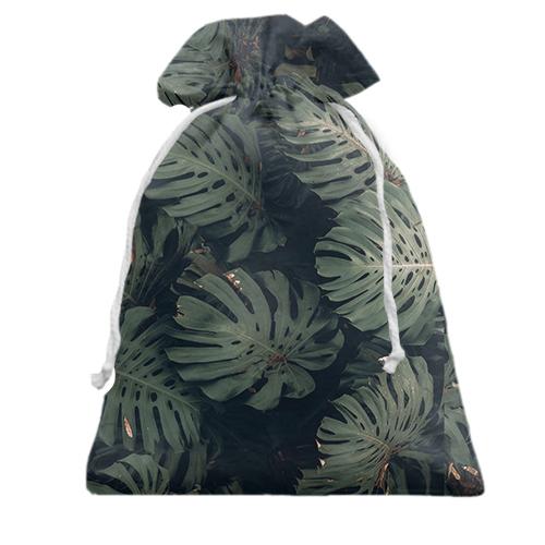 Подарочный мешочек Green leaves pattern 3
