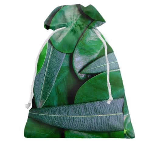 Подарочный мешочек Green leaves pattern 4