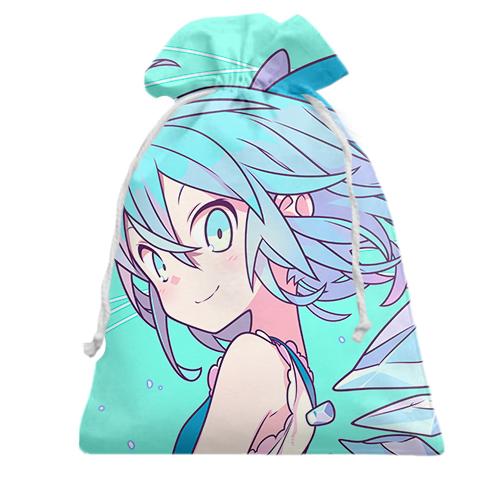 Подарочный мешочек Blue anime girl