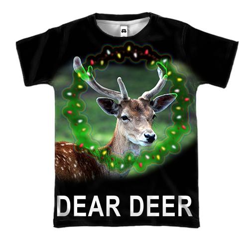 3D футболка с новогодним оленем 