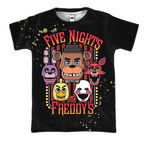 3D футболка Маски аниматроников - FNaF