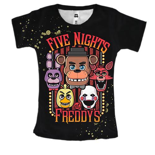 Жіноча 3D футболка Маски аніматроніків - FNaF