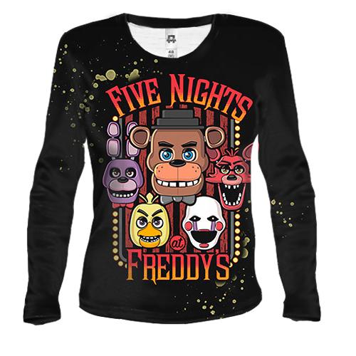 Женский 3D лонгслив Маски аниматроников - FNaF