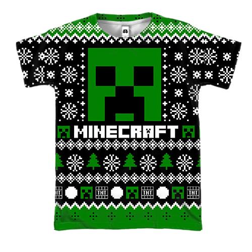 3D футболка Новогодний паттерн - Minecraft