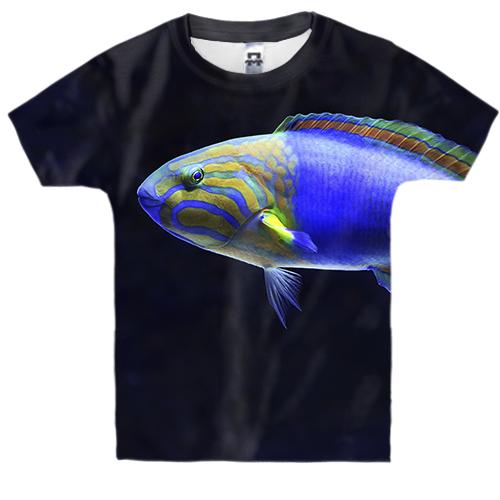 Детская 3D футболка с синей рыбкой