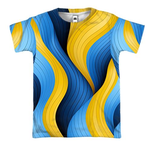 3D футболка Жовто-сині волокна