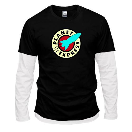 Лонгслив комби  с логотипом Planet Express