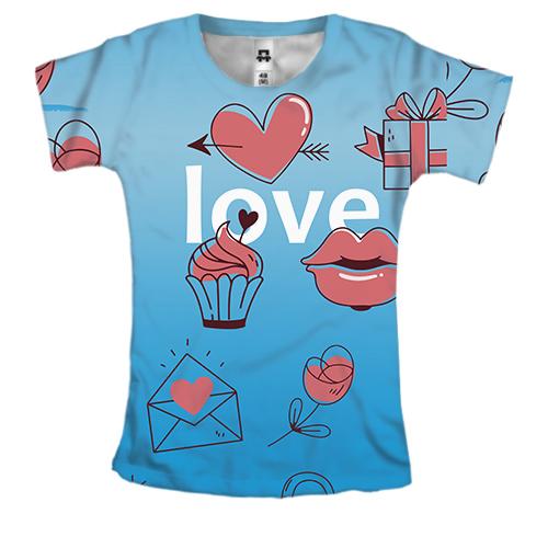 Жіноча 3D футболка з любовної символікою