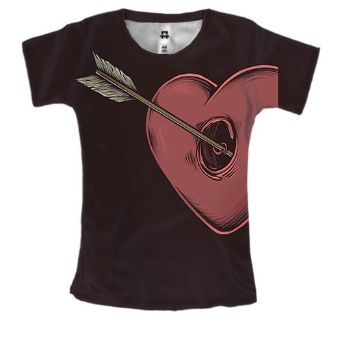 Женская 3D футболка с сердцем и стрелой