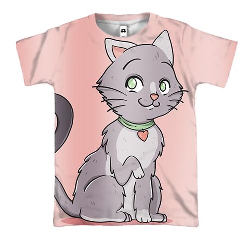 3D футболка с серым влюбленным котом