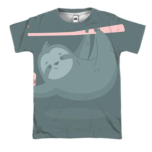 3D футболка с мальчиком ленивцем