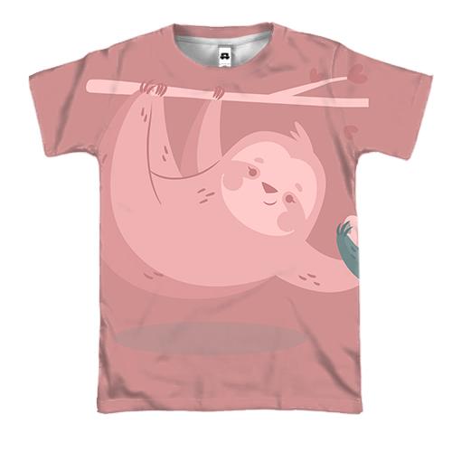 3D футболка с девочкой ленивцем