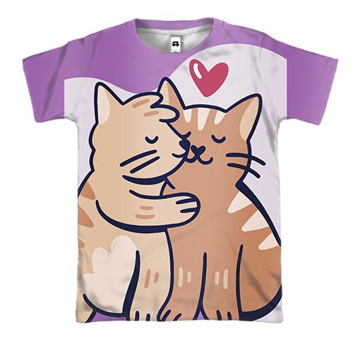 3D футболка з котами які цілуються