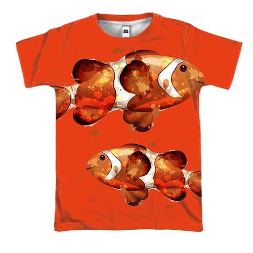 3D футболка с влюбленными рыбами клоунами