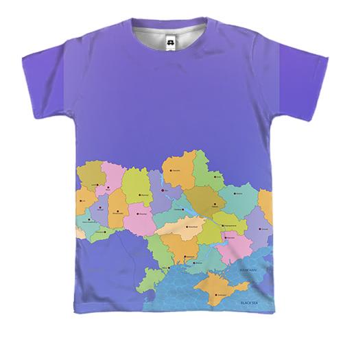 3D футболка с контурной картой Украины