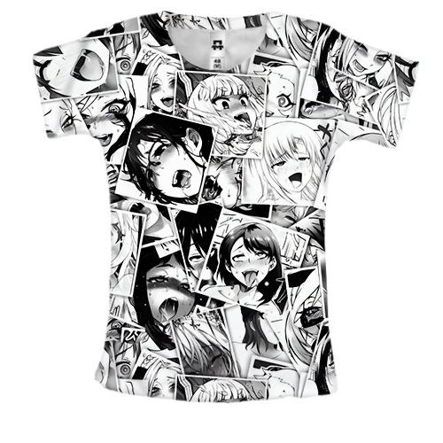 Женская 3D футболка Manga Ahegao
