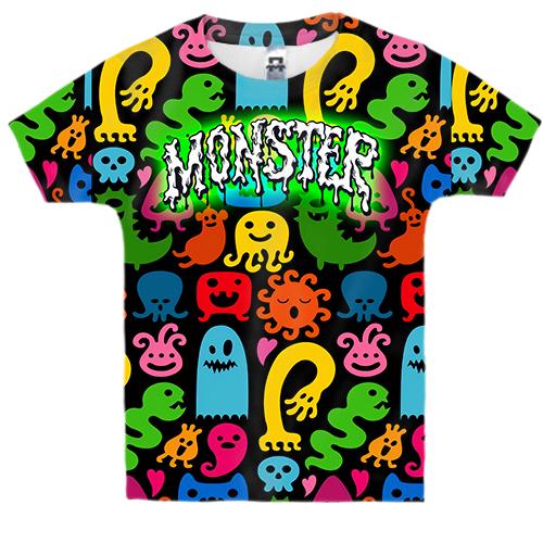 Детская 3D футболка с монстриками Monster